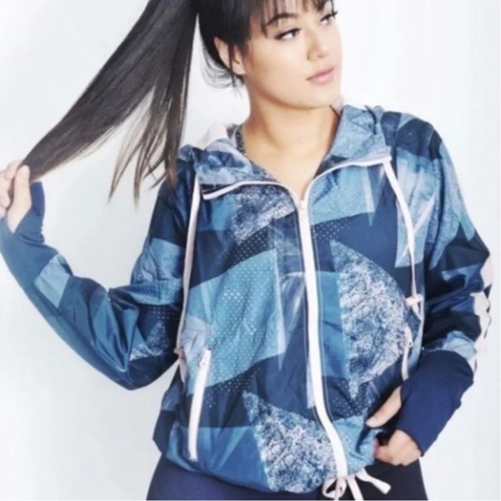 Women’s Black/ Gray/ Pink Patterned Hooded Jacket
